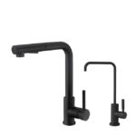 Matte black pull down kitchen faucet