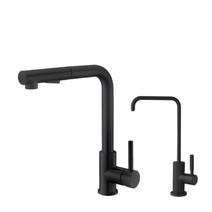 Matte black pull down kitchen faucet
