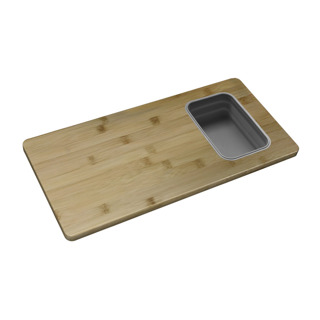 Workstation cutting board with container