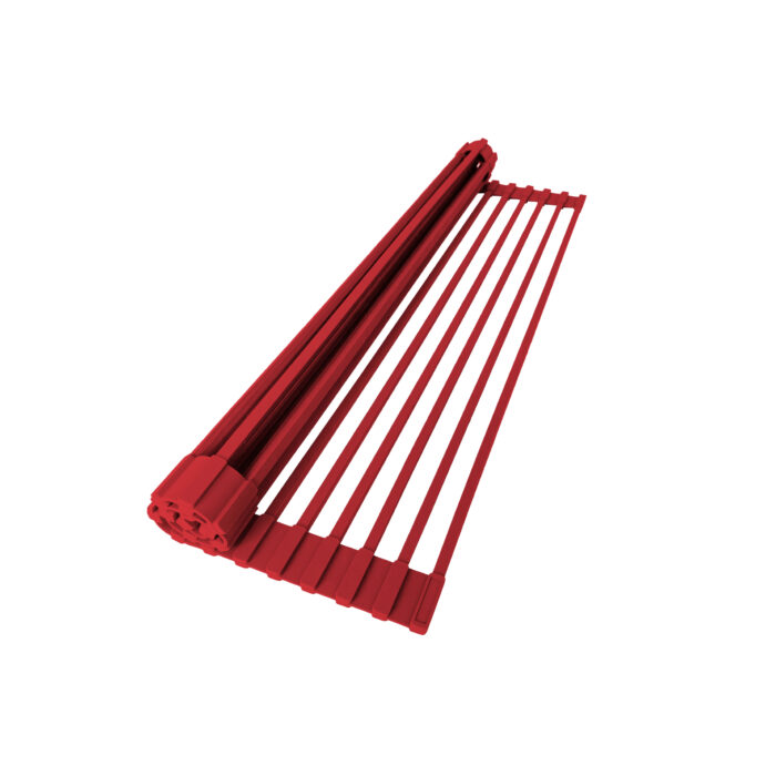 STYLISH A-900RD 20 Inch Roll-Up Over Sink Drying Rack Red