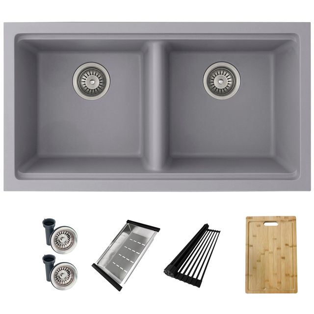 33-inch double bowl granite kitchen sink