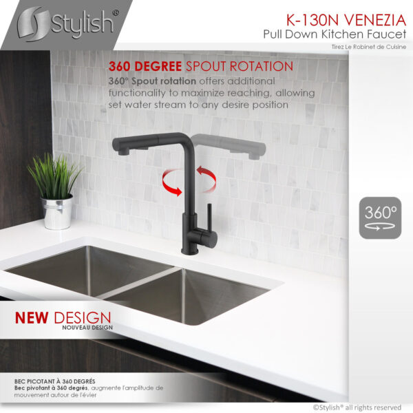 Stylish Venezia Kitchen Faucet, product view 3