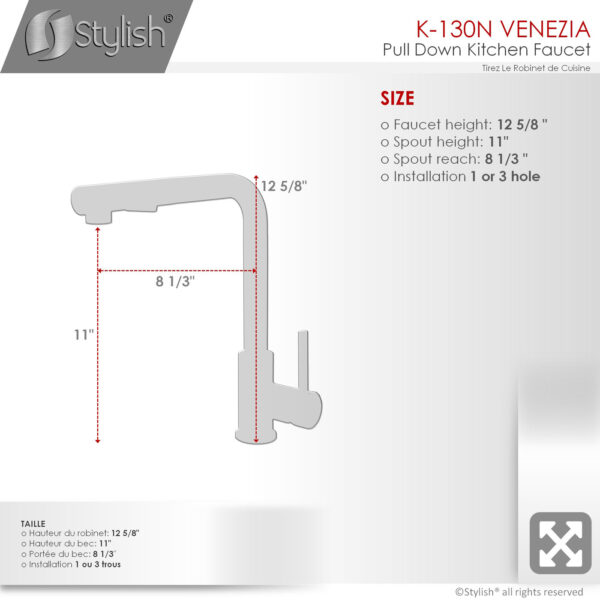 Stylish Venezia Kitchen Faucet, product view 4