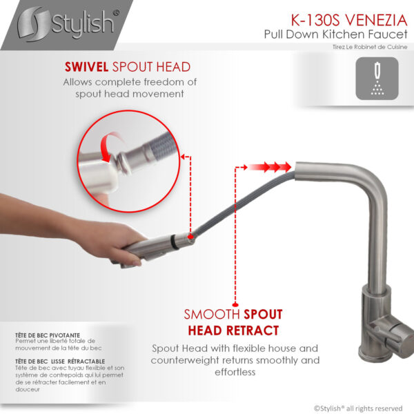 Stylish Venezia Kitchen Faucet, product view 6