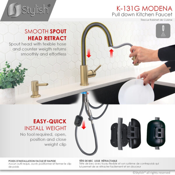 Stylish Modena Kitchen Faucet, product view 6