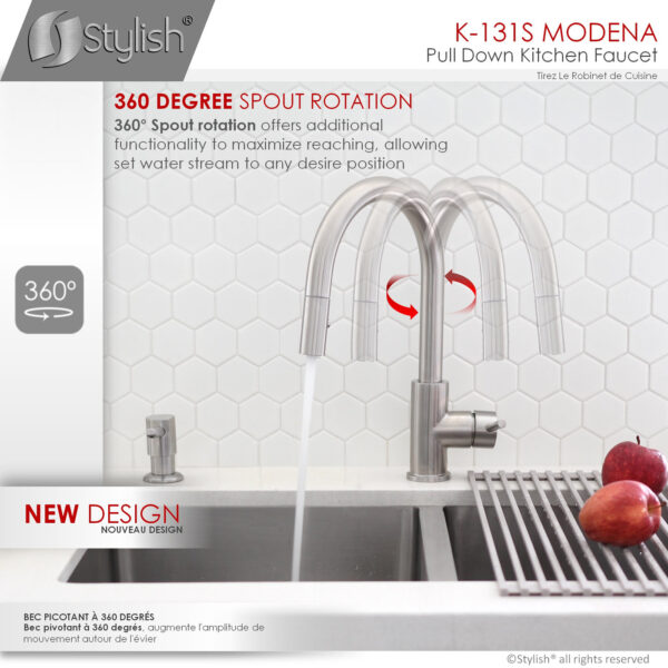 Stylish Modena Kitchen Faucet, product view 3