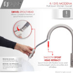 Stylish Modena Kitchen Faucet, product view 6