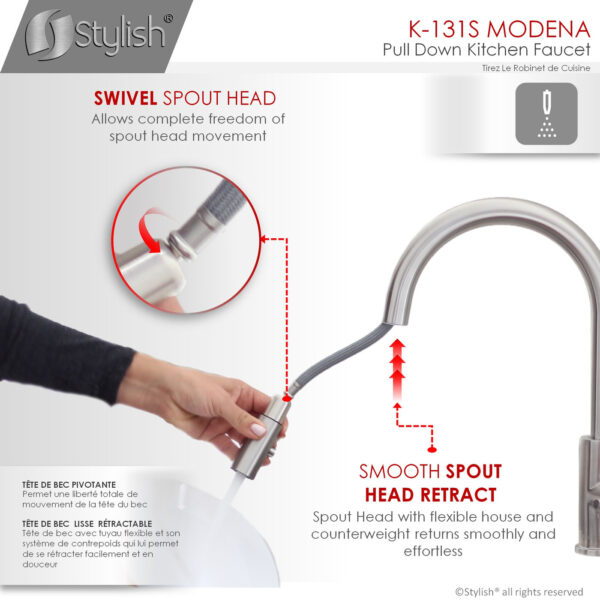 Stylish Modena Kitchen Faucet, product view 6