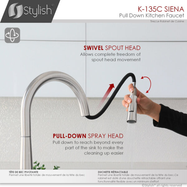 Stylish Siena Kitchen Faucet, product view 11