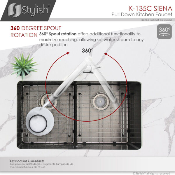 Stylish Siena Kitchen Faucet, product view 3