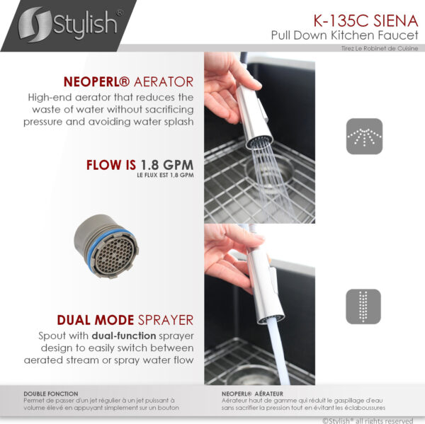 Stylish Siena Kitchen Faucet, product view 5