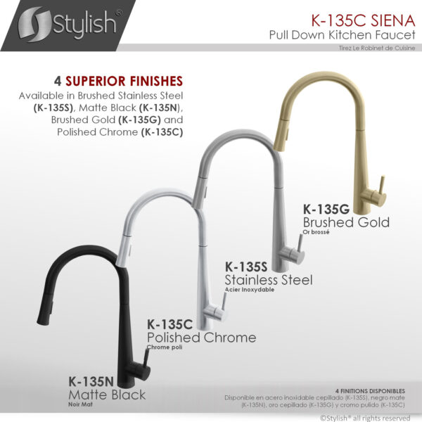 Stylish Siena Kitchen Faucet, product view 9