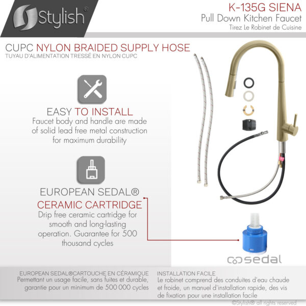 Stylish Siena Kitchen Faucet, product view 10