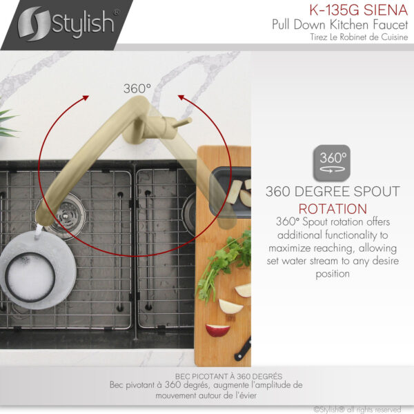 Stylish Siena Kitchen Faucet, product view 3
