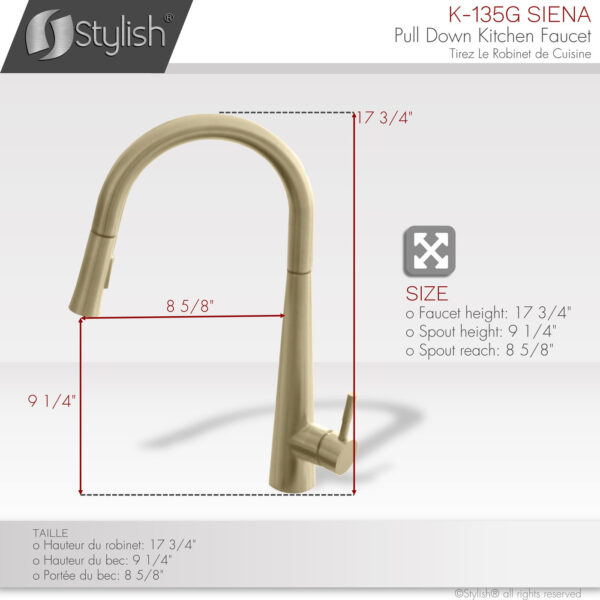 Stylish Siena Kitchen Faucet, product view 4