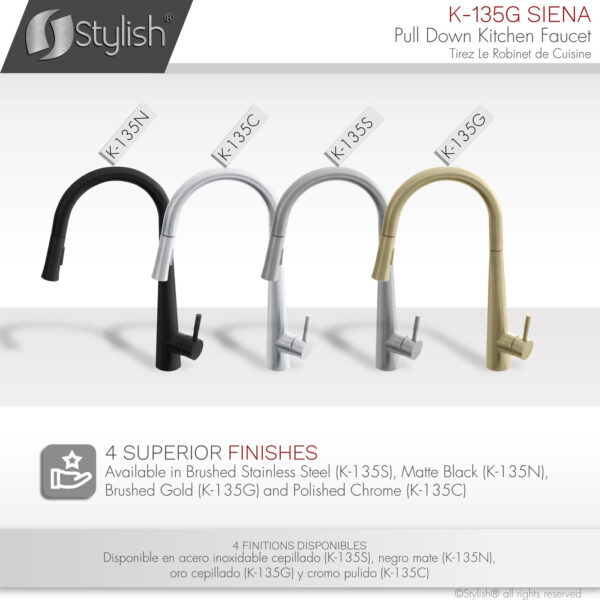 Stylish Siena Kitchen Faucet, product view 9