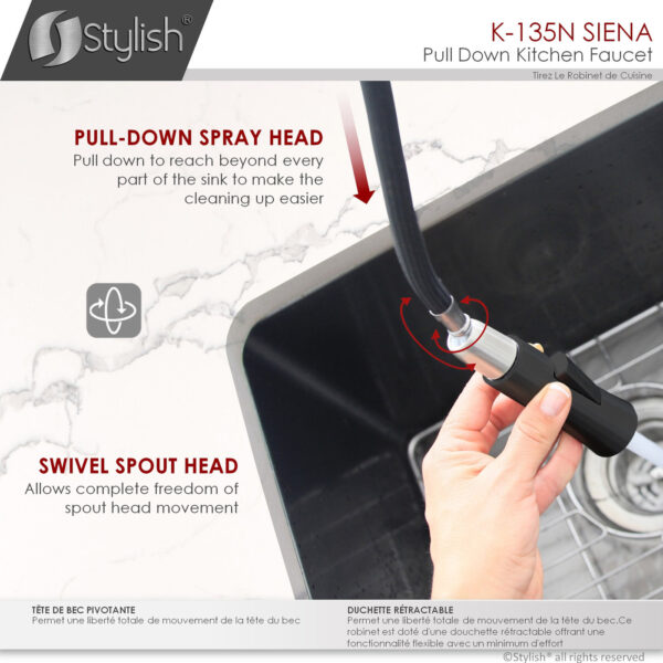 Stylish Siena Kitchen Faucet, product view 11