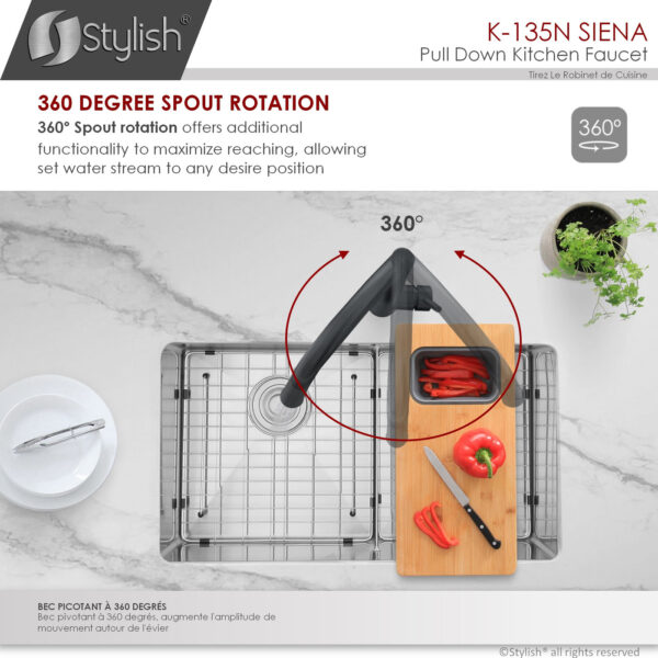 Stylish Siena Kitchen Faucet, product view 3