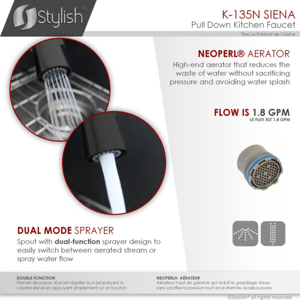 Stylish Siena Kitchen Faucet, product view 5