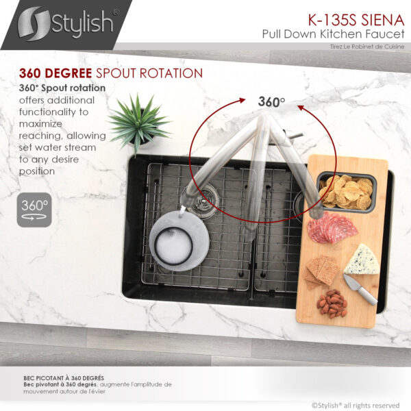 Stylish Siena Kitchen Faucet, product view 3