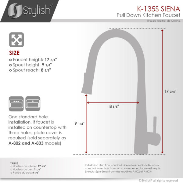Stylish Siena Kitchen Faucet, product view 4