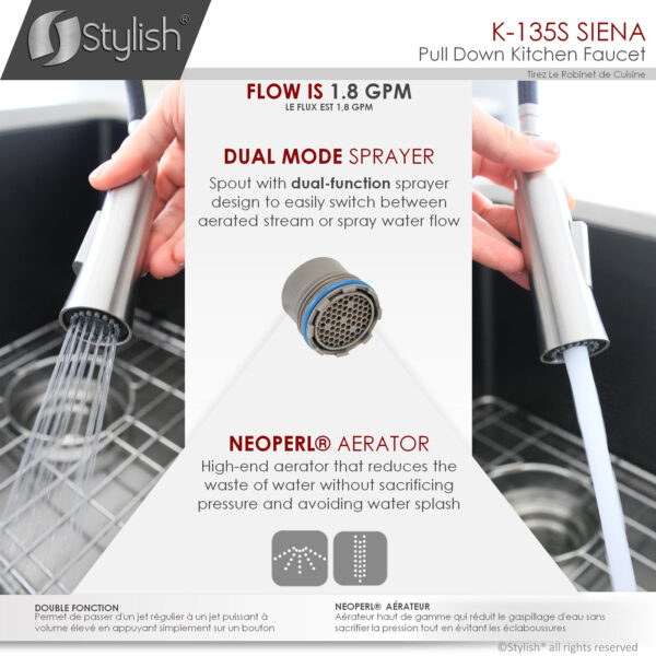 Stylish Siena Kitchen Faucet, product view 5