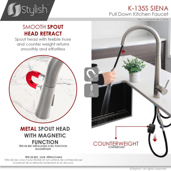 Stylish Siena Kitchen Faucet, product view 6