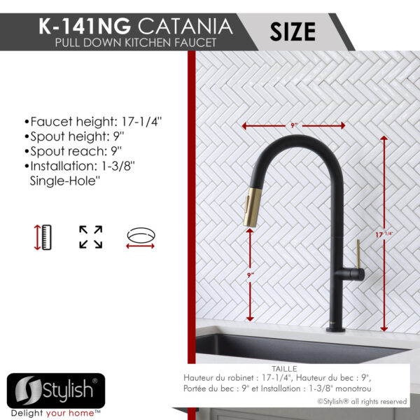 Stylish Catania Kitchen Faucet, product view 10