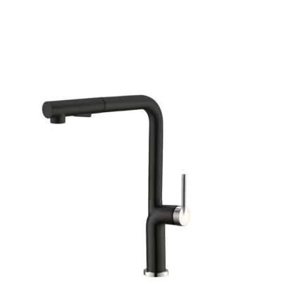 Matte black pull down kitchen faucet