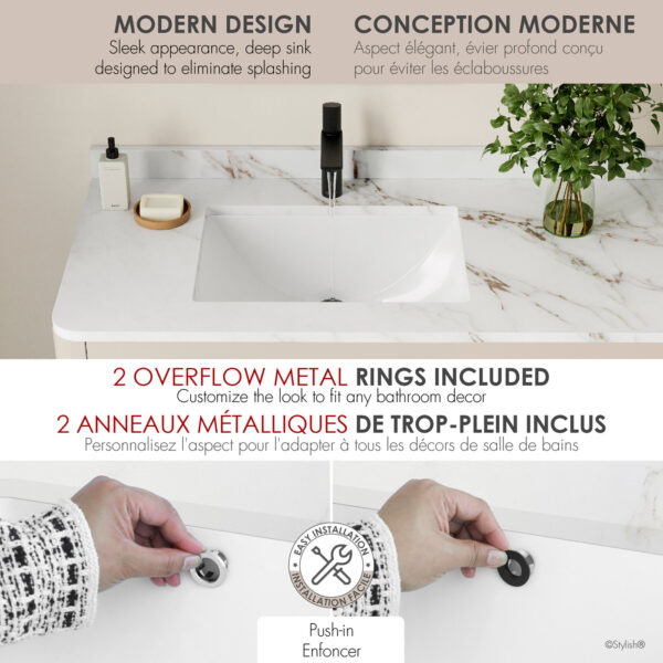 Stylish 21'' Sharp Bathroom Sink, product view 8