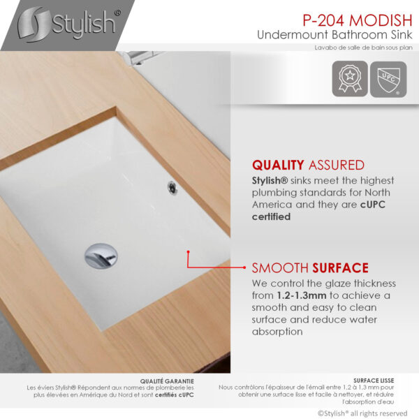 Stylish 20'' Modish Bathroom Sink, product view 3