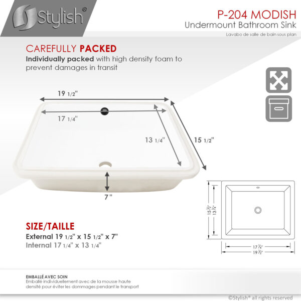 Stylish 20'' Modish Bathroom Sink, product view 4
