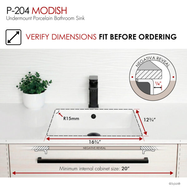 Stylish 20'' Modish Bathroom Sink, product view 5