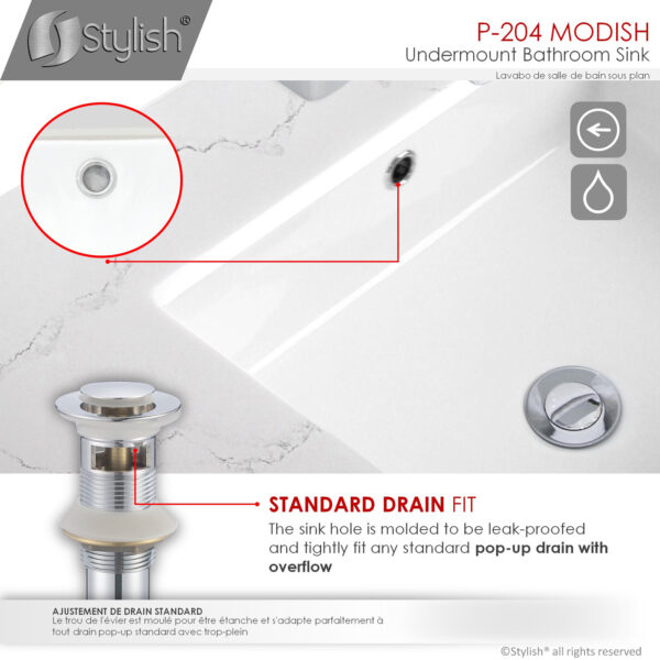 Stylish 20'' Modish Bathroom Sink, product view 7