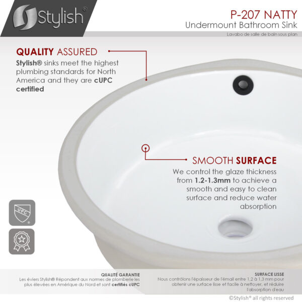 Stylish 16'' Natty Bathroom Sink, product view 3