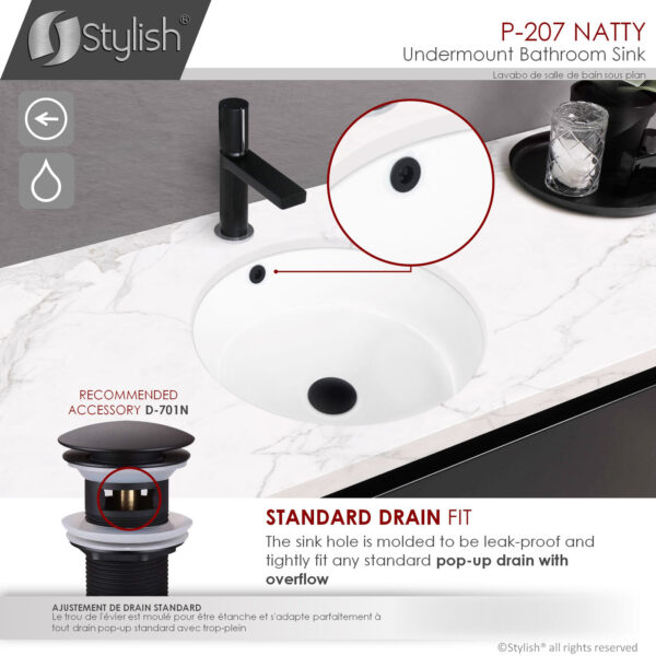 Stylish 16'' Natty Bathroom Sink, product view 7