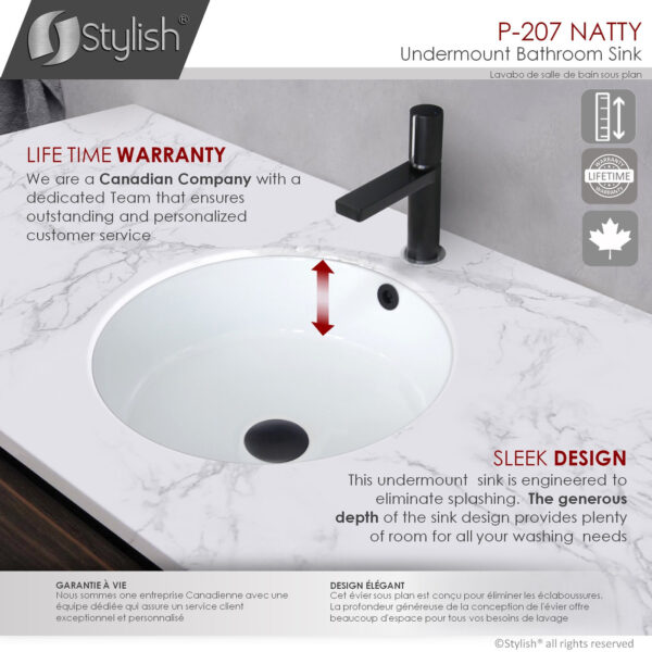 Stylish 16'' Natty Bathroom Sink, product view 8