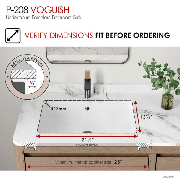 Stylish 24'' Voguish Bathroom Sink, product view 6