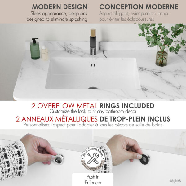 Stylish 24'' Voguish Bathroom Sink, product view 7