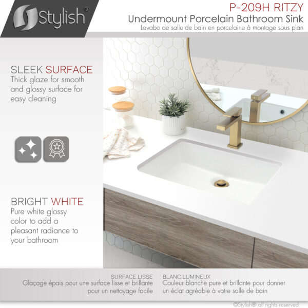 Stylish 20'' Ritzy Bathroom Sink, product view 3