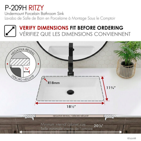 Stylish 20'' Ritzy Bathroom Sink, product view 6