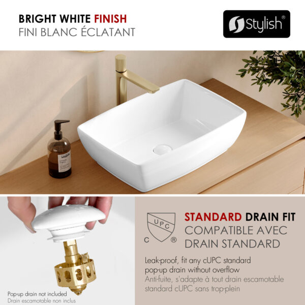 Stylish 19'' Contempo Bathroom Sink, product view 4