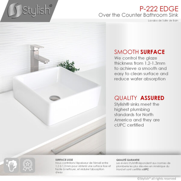 Stylish 15'' Edge Bathroom Sink, product view 3