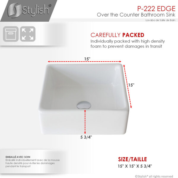 Stylish 15'' Edge Bathroom Sink, product view 6