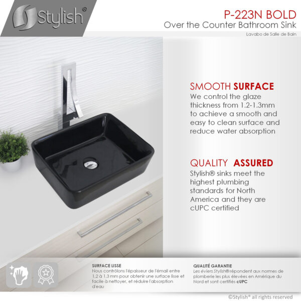 Stylish 18'' Bold Bathroom Sink, product view 3