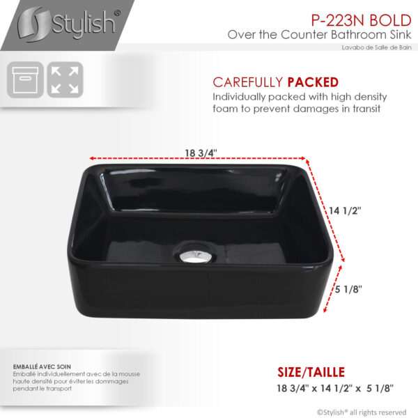 Stylish 18'' Bold Bathroom Sink, product view 6