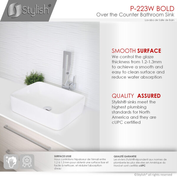 Stylish 18'' Bold Bathroom Sink, product view 3