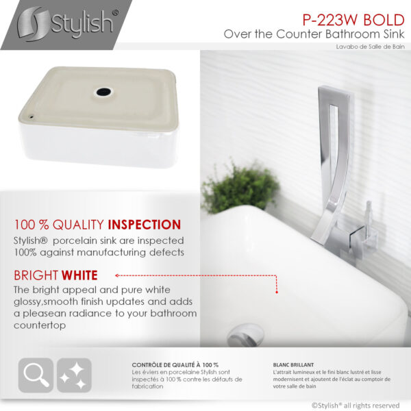 Stylish 18'' Bold Bathroom Sink, product view 4