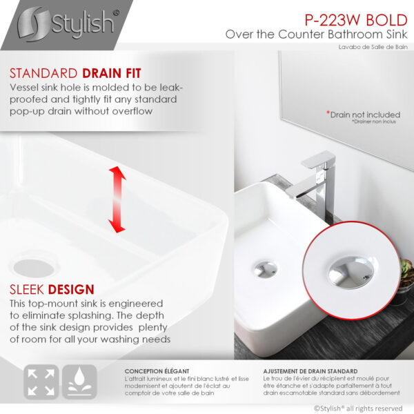Stylish 18'' Bold Bathroom Sink, product view 5