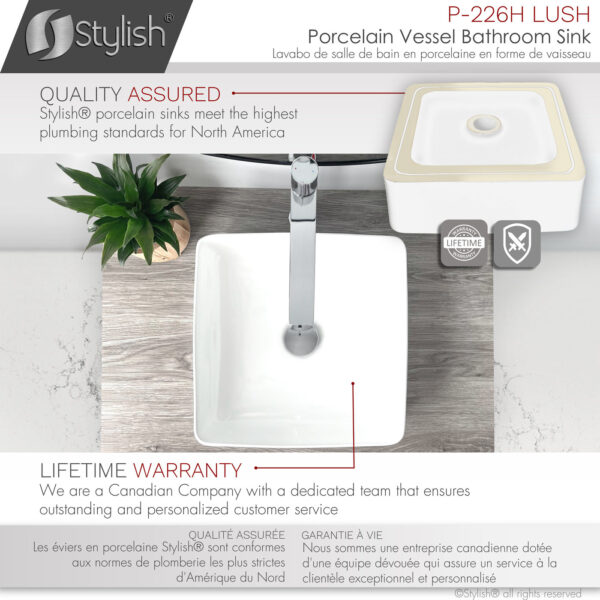 Stylish 14'' Lush Bathroom Sink, product view 4
